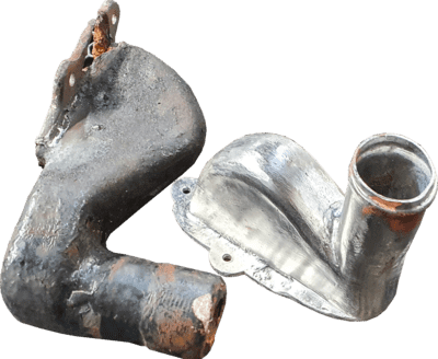 1927 Buick radiator fittings: BEFORE vs AFTER. (Fig. B)